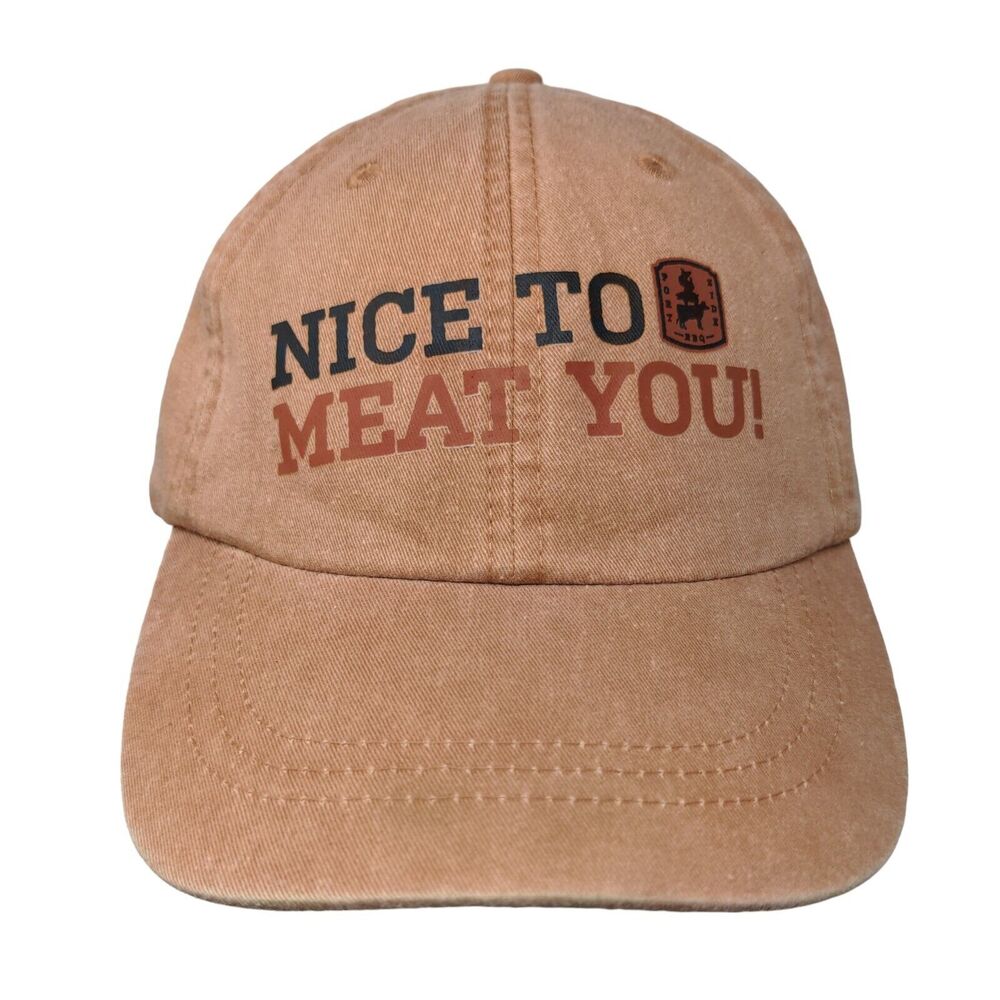 Nice To Meat You Slideback Hat Brownish-Orange One Size Leather Strap